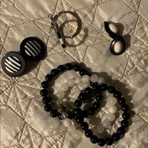 Bundled 3 bracelets w/ 3 black n white earrings